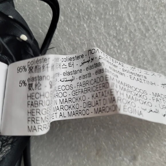 Zara Satin Polka Dot Midi Dress Black and White Slit Skirt Small - Picture 8 of 11